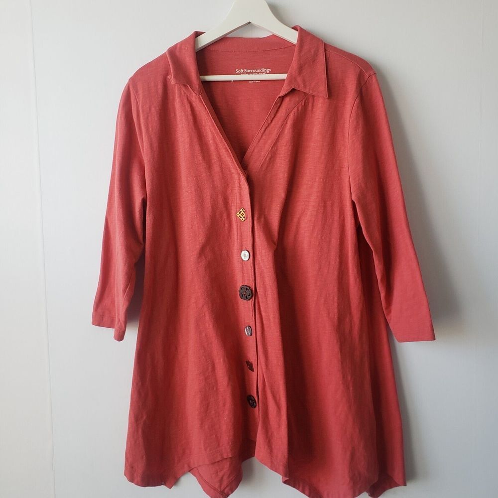 Soft Surroundings Tunic Danielle Button Top size L